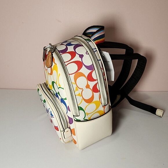 NWT COACH CK377 MINI COURT BACKPACK RAINBOW SIGNATURE PRIDE - Picture 2 of 7